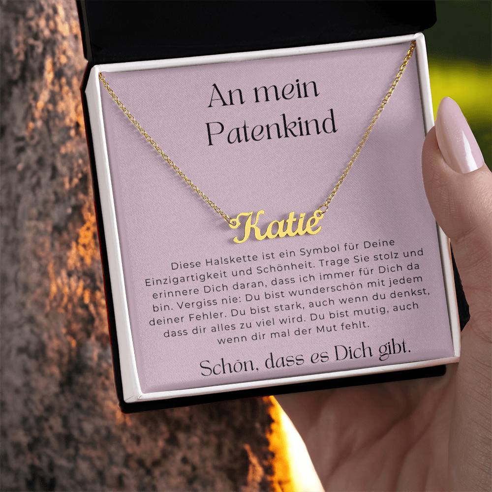 An Mein Patenkind - Schön Dass Es Dich Gibt - Personalisierte Namenskette