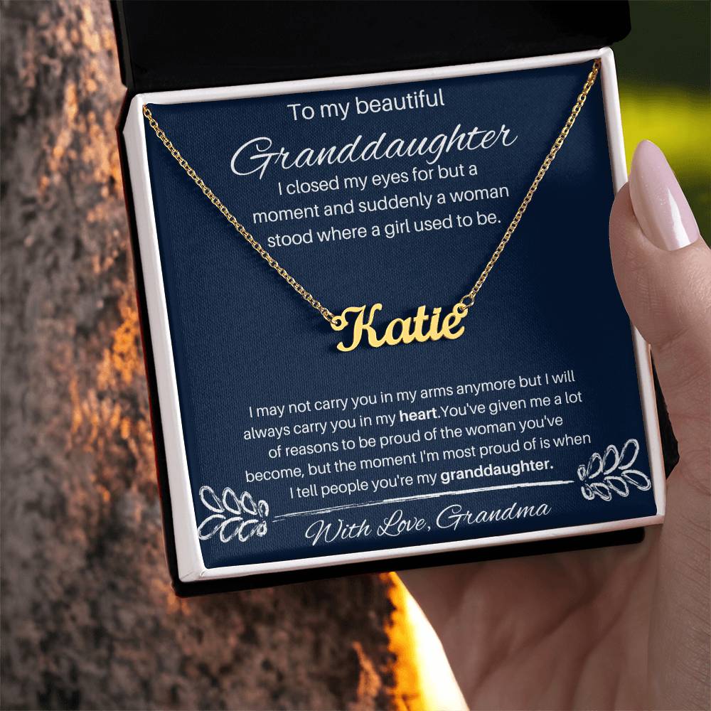 To My Beautiful Granddaughter - I'll Always Carry You In My Heart - Custom Name Necklace