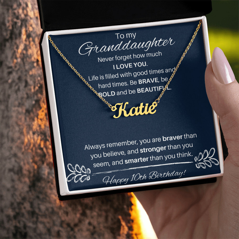 To My Granddaughter On Her 10th Birthday | Custom Name Necklace