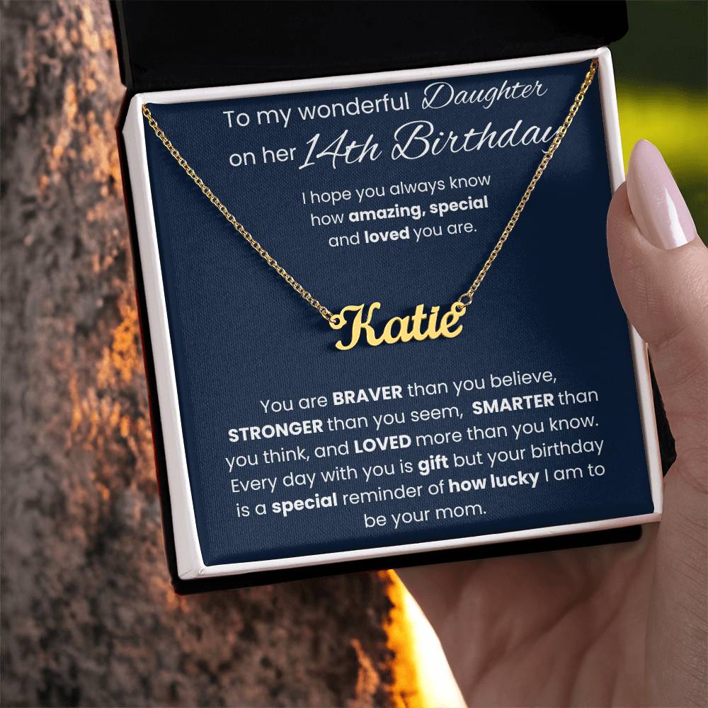 14th Birthday Personalized Gift - Custom Name Necklace