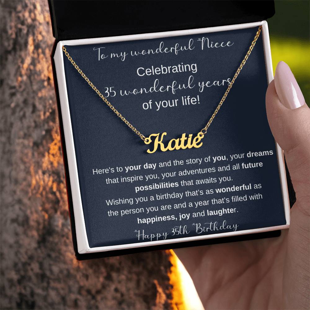 35 Birthday Gift For Niece - Persobalized Name Necklace