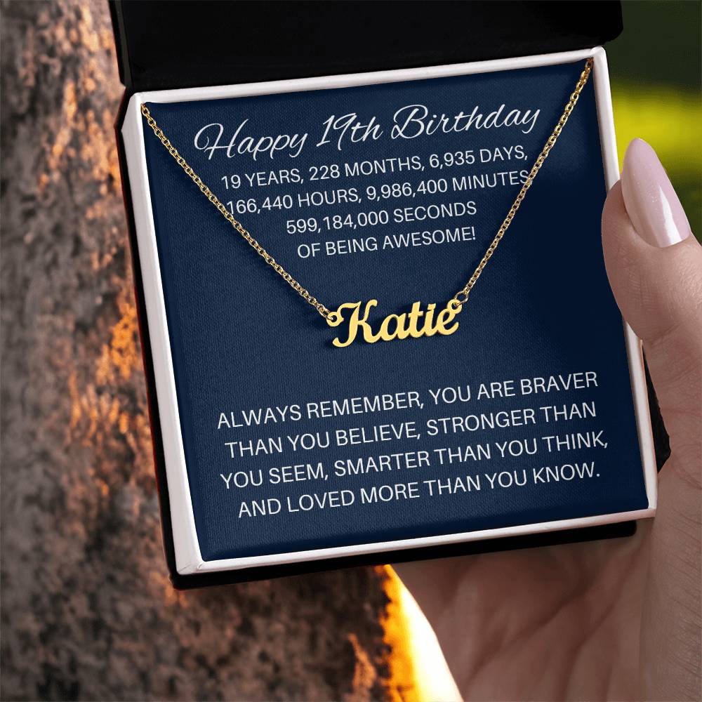 Personalized 19th Birthday Gift - Custom Name Necklace