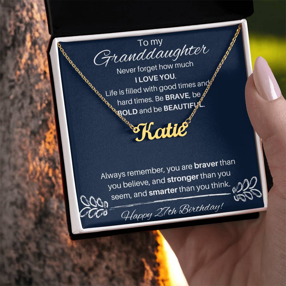 To My Granddaughter On Her 27th Birthday | Custom Name Necklace