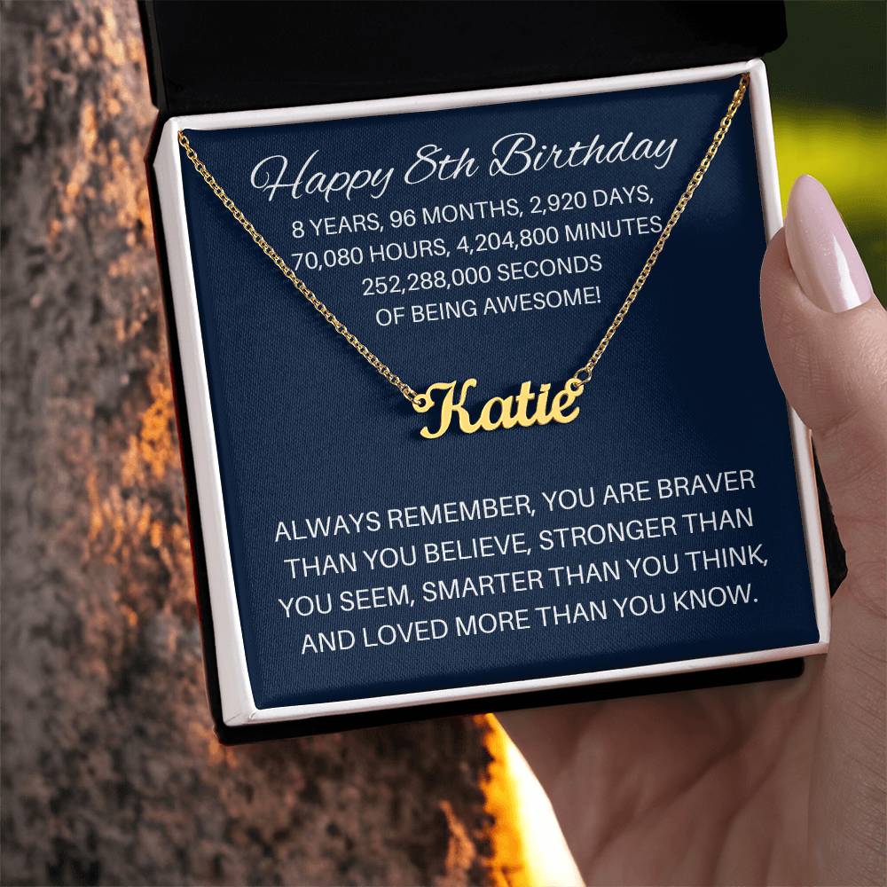 Personalized 8th Birthday Gift - Custom Name Necklace
