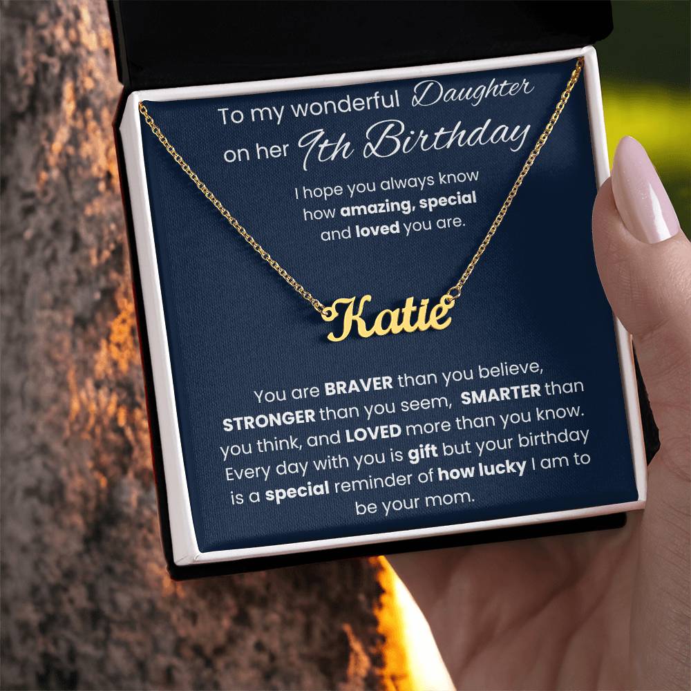 9th Birthday Personalized Gift - Custom Name Necklace