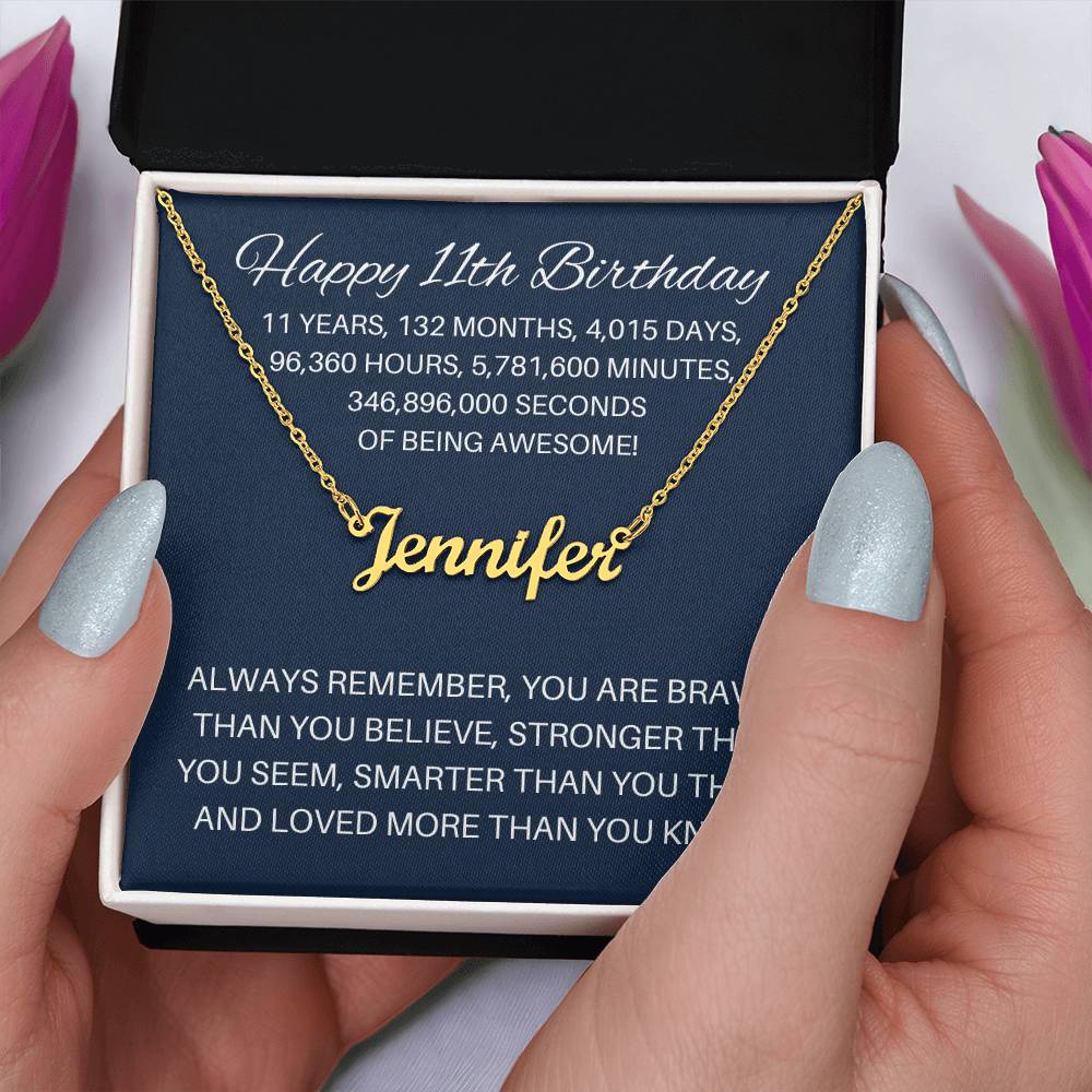 Personalized 11th Birthday Gift - Custom Name Necklace