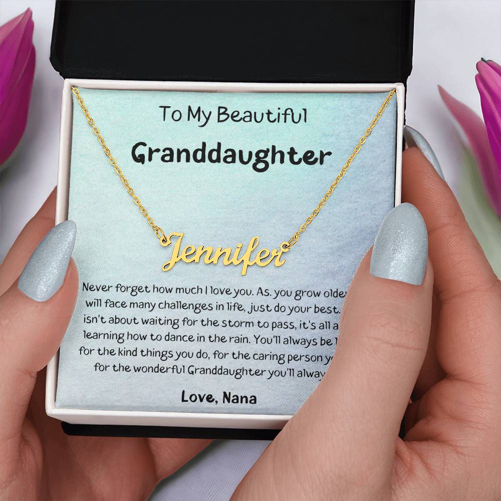 To My Beautiful Granddaughter - I Love You - Custom Name Necklace