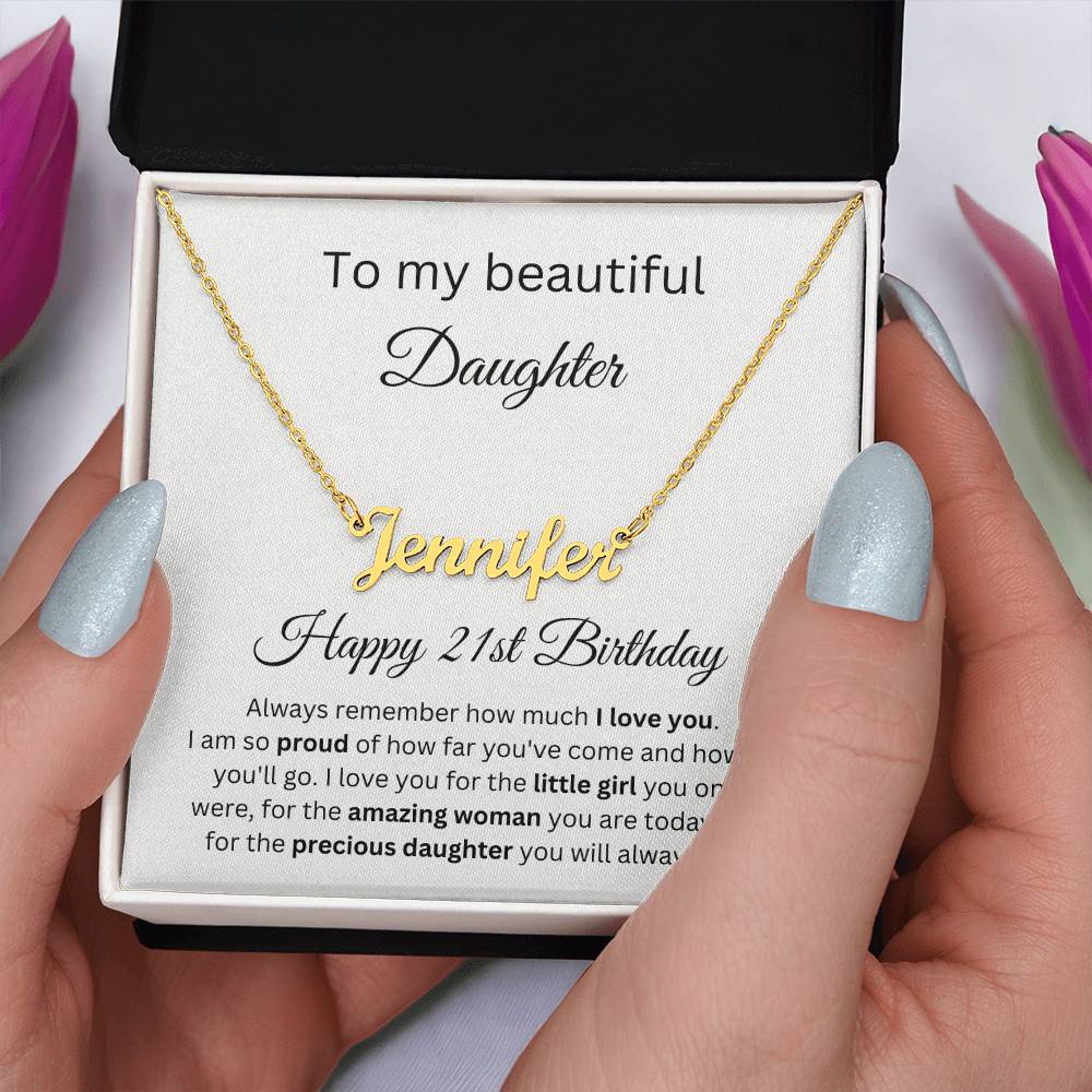 21st Birthday Gift For Daughter - Custom Name Necklace
