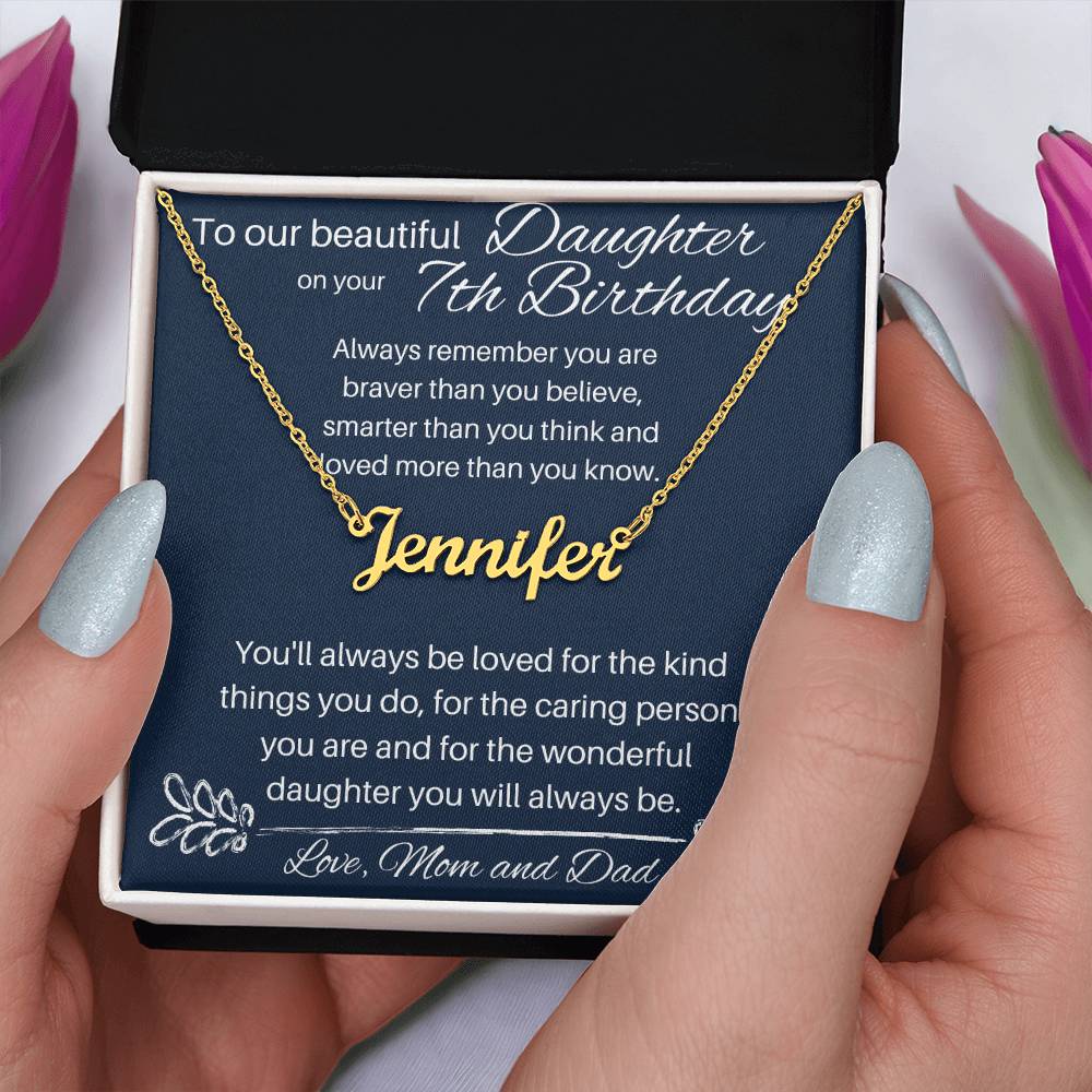 7th Birthday Gift For Daughter - Custom Name Necklace