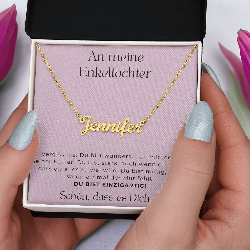 An Meine Enkeltochter - Schön Dass Es Dich Gibt - Personalisierte Namenskette