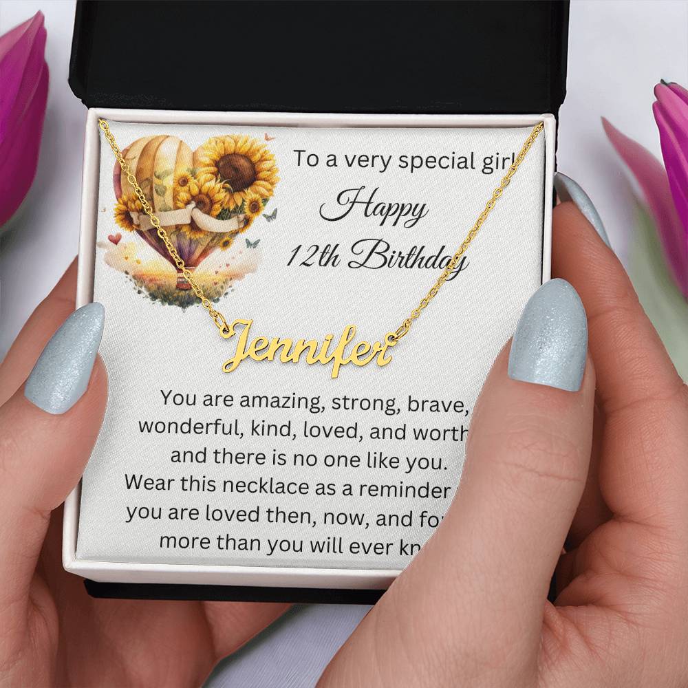 12th Birthday Gift - Custom Name Necklace