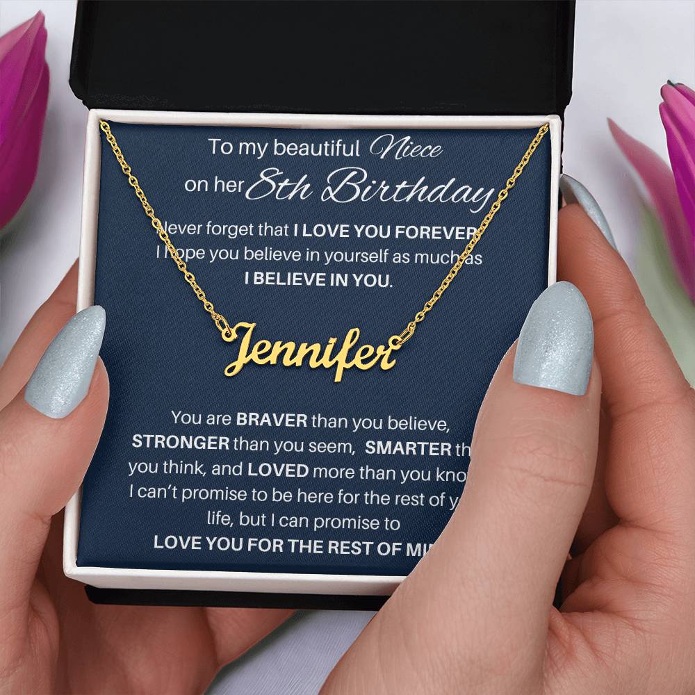 Name Necklace 8th Birthday Gift For Niece