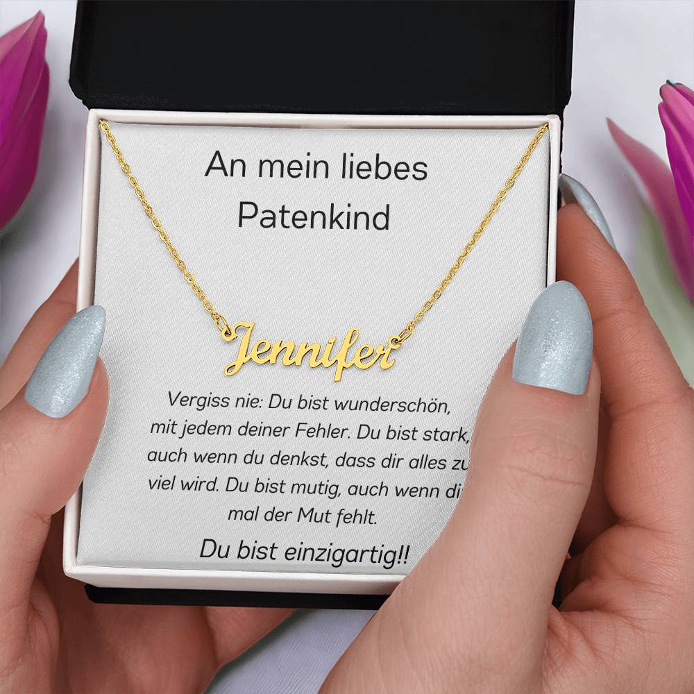 An Mein Liebes Patenkind - Du Bist Wunderschön - Custom Name Necklace