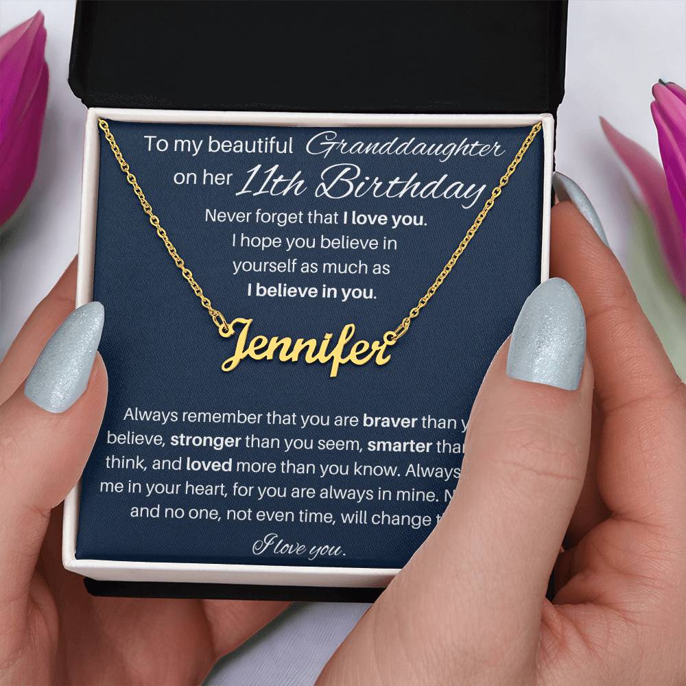 To My Beautiful Granddaughter Happy 11th Birthday | Personalized Name Necklace