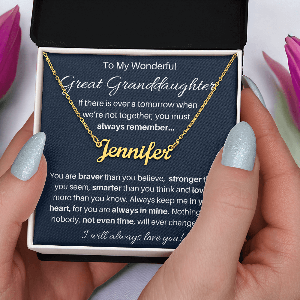To My Beautiful Great Granddaughter Name Necklace