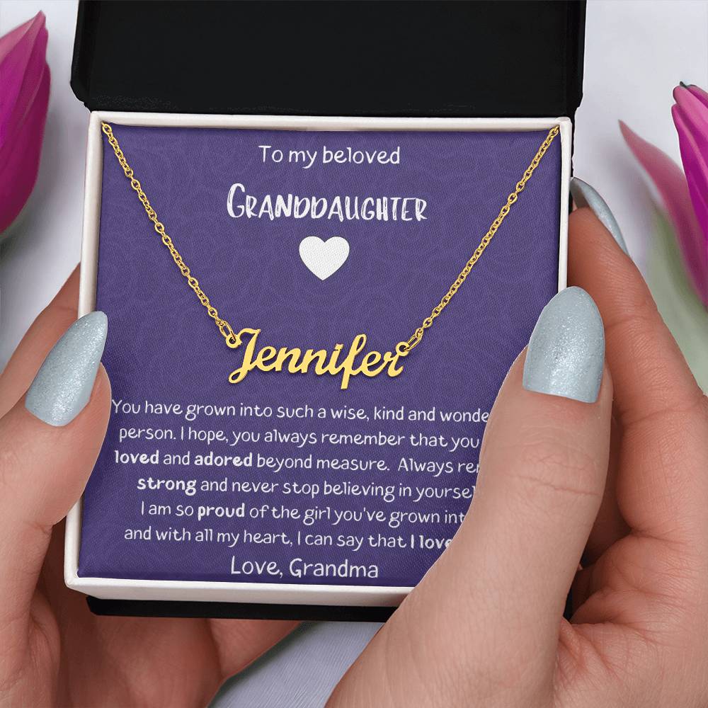 To My Beloved Granddaughter - You Are Loved And Adored Beyond Measure - Custom Name Necklace