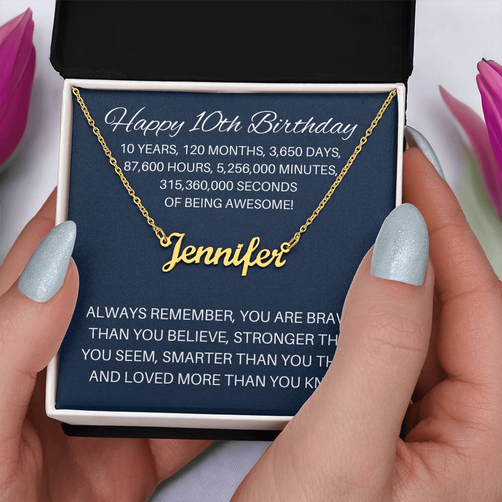 Personalized 10th Birthday Gift - Custom Name Necklace