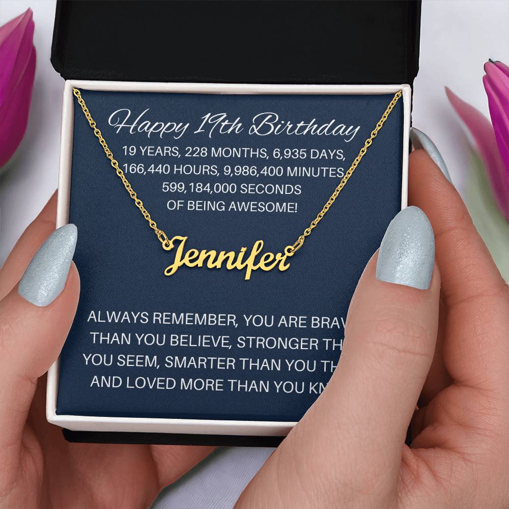 Personalized 19th Birthday Gift - Custom Name Necklace
