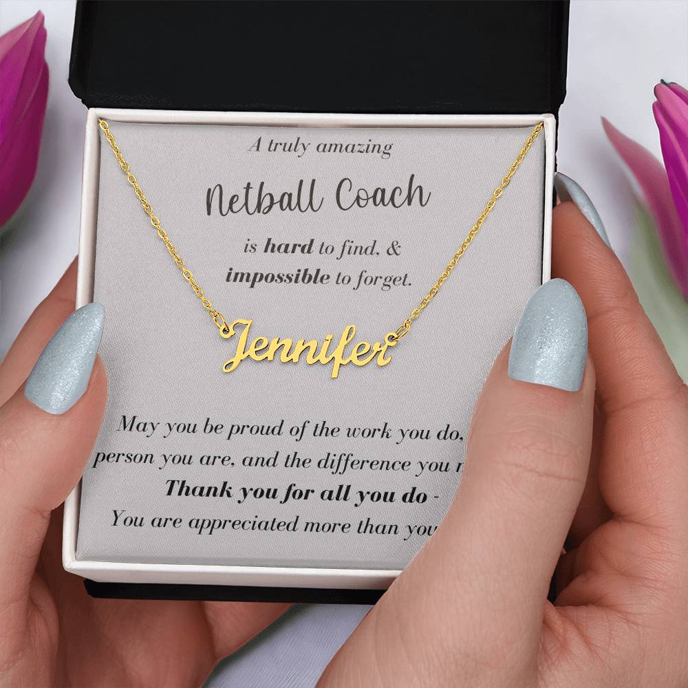 A Truly Amazing Netball Coach - Custom Name Necklace