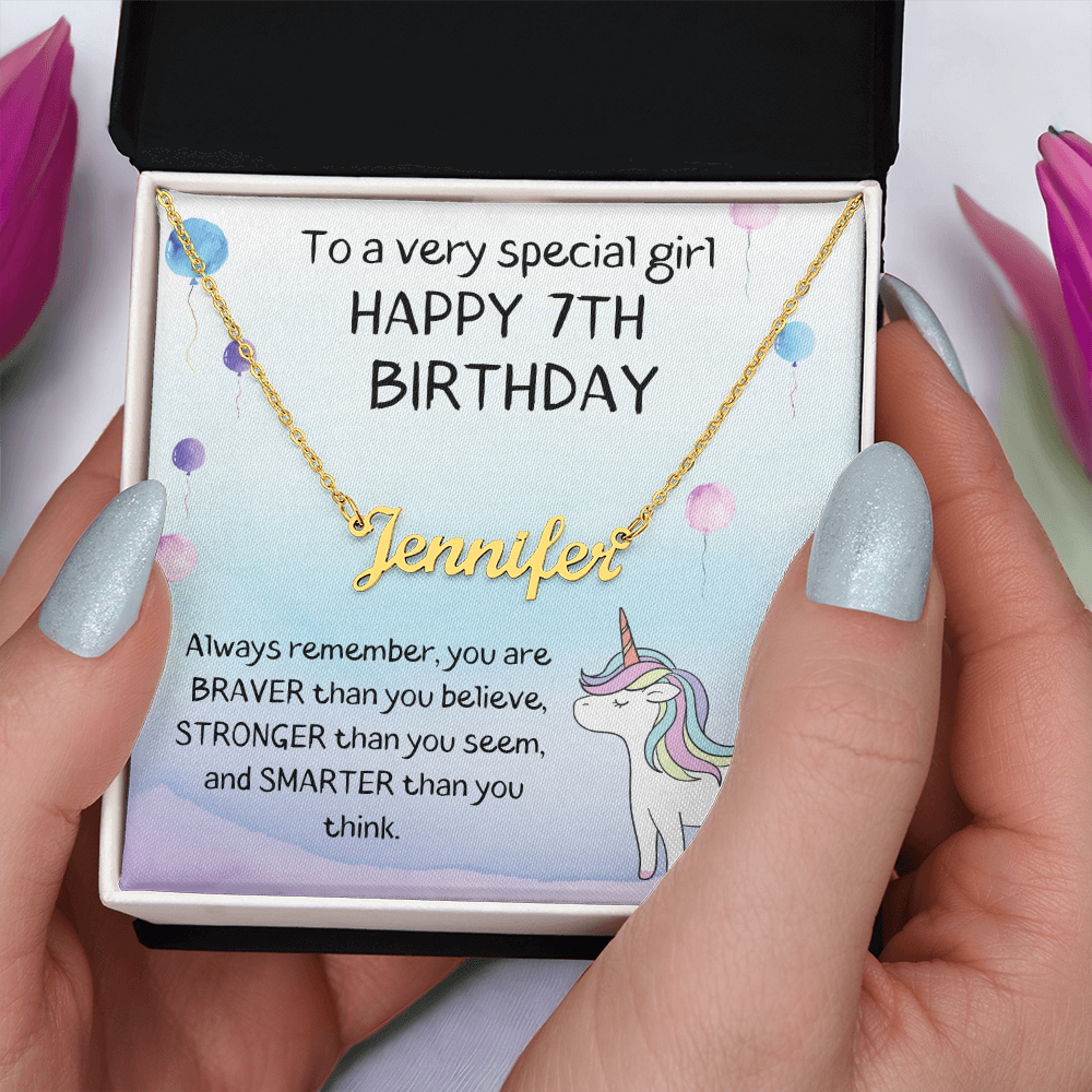 Happy 7th Birthday - Personalized Name Necklace