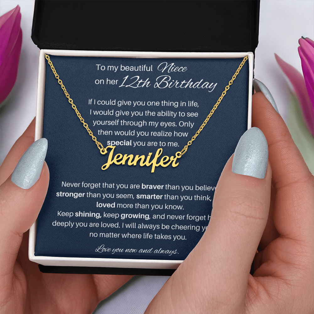 12th Birthday Gift for Niece - Custom Name Necklace