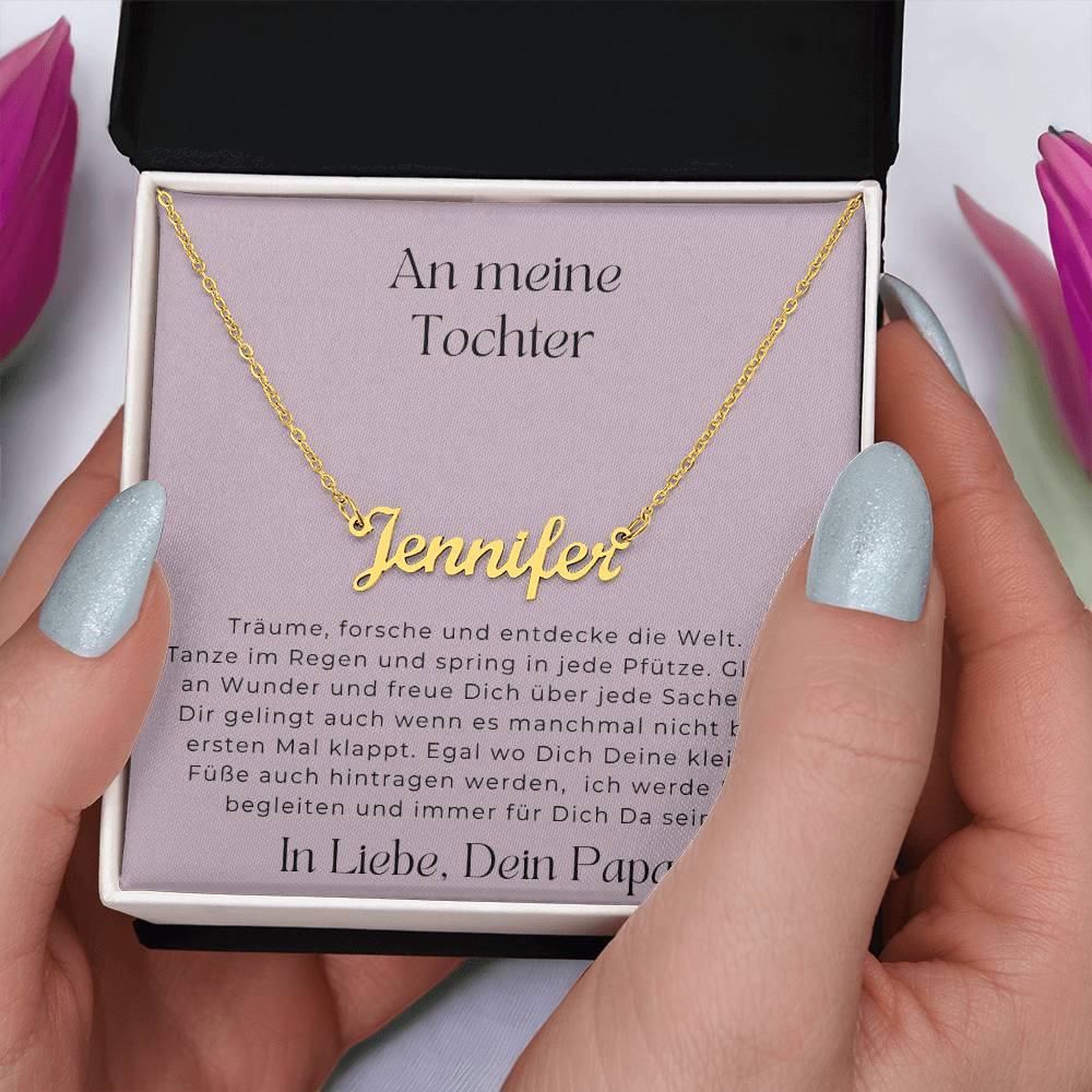 An Meine Tochter - Träume, Forsche Und Entdecke Die Welt - Custom Name Necklace