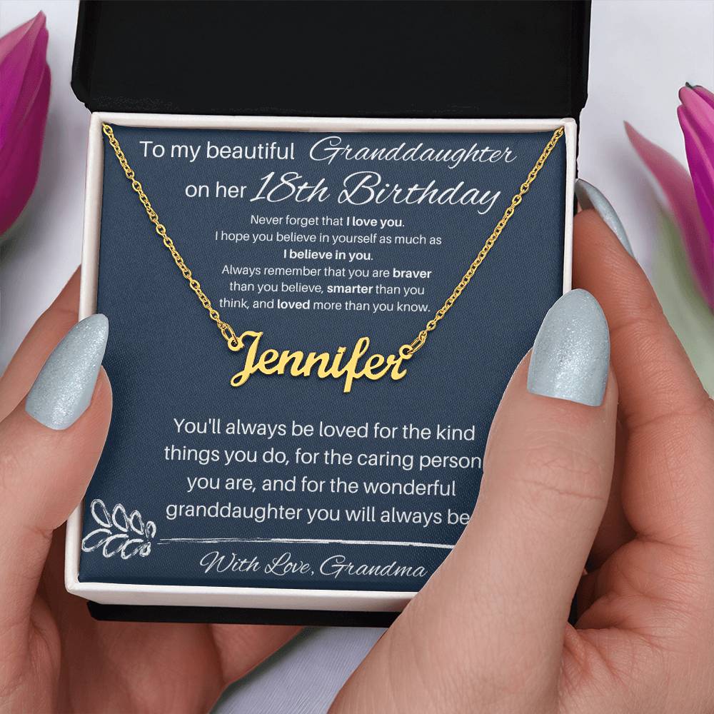 To My Beautiful Granddaughter | Happy 18th Birthday | Custom Name Necklace