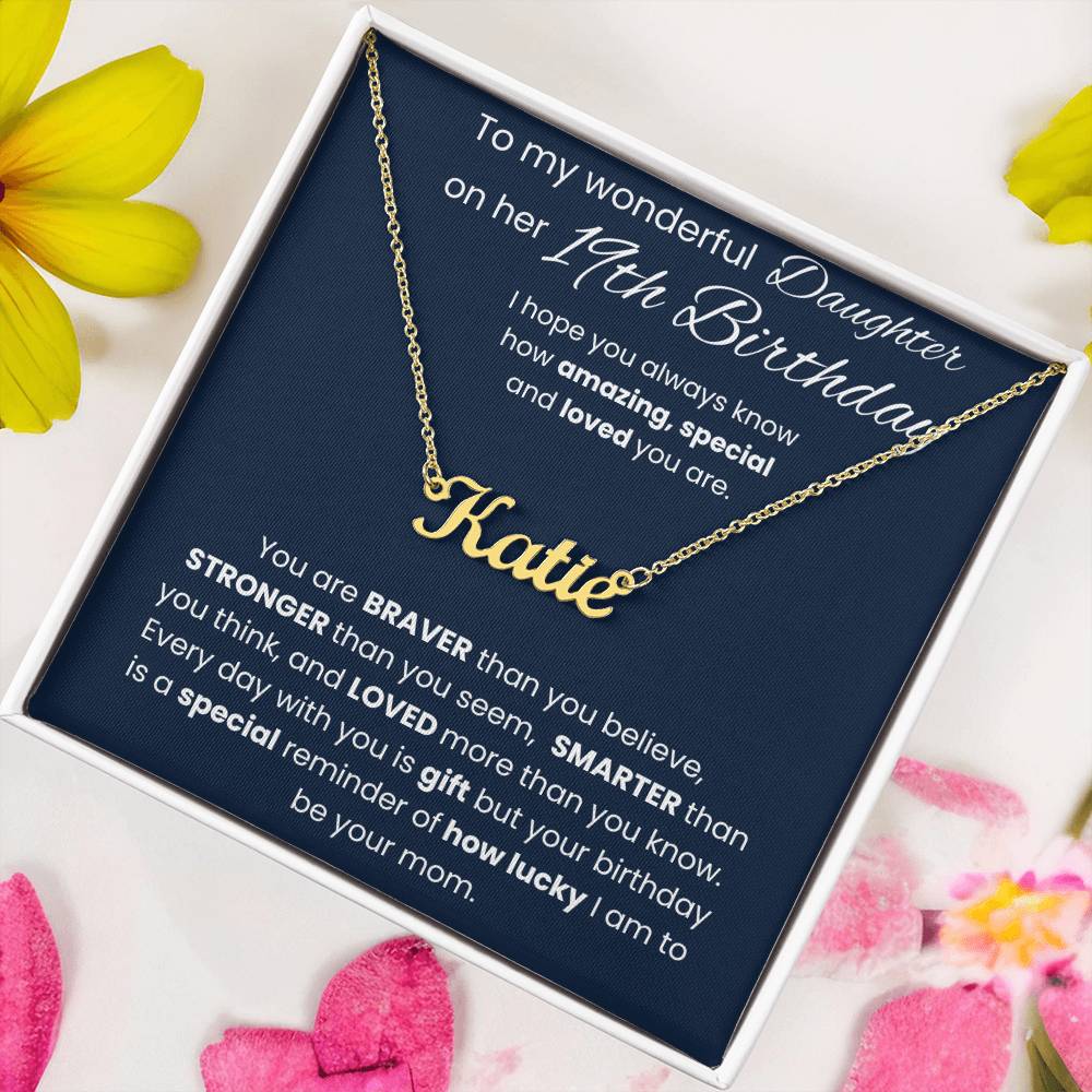19th Birthday Personalized Gift - Custom Name Necklace