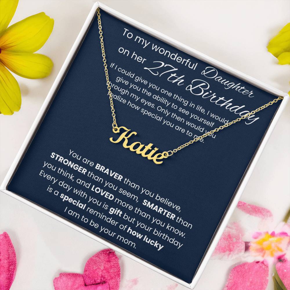 27th Birthday Necklace Gift - Custom Name Necklace