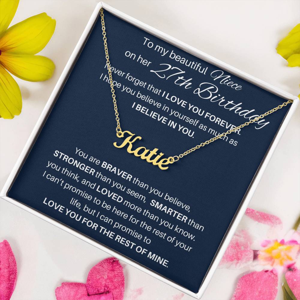 Name Necklace 27th Birthday Gift For Niece