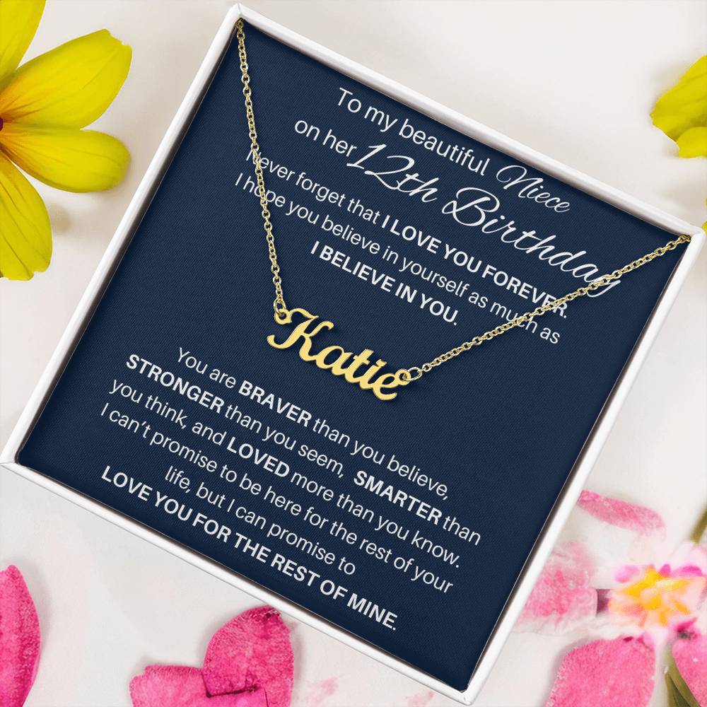Name Necklace 12th Birthday Gift For Niece