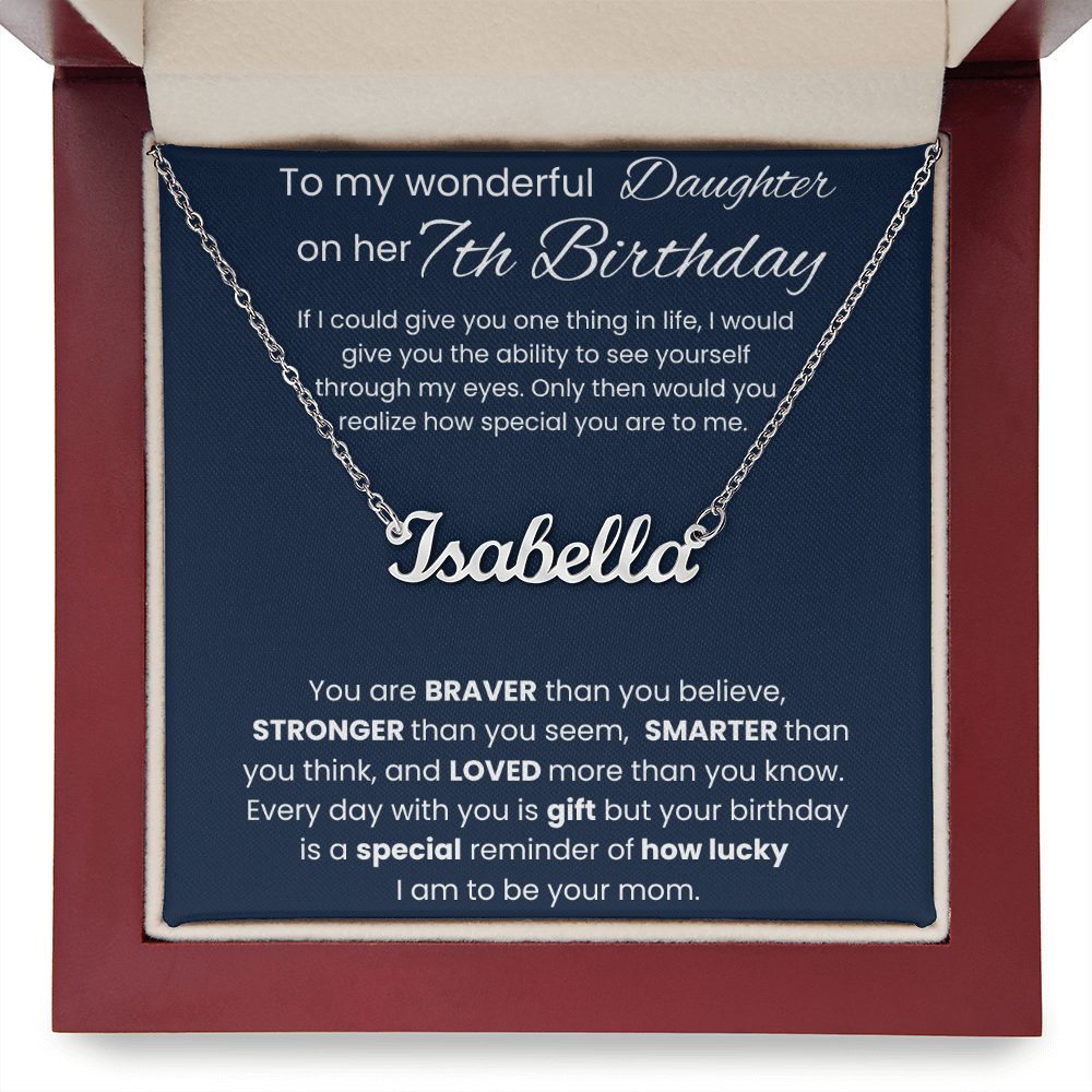7th Birthday Necklace Gift - Custom Name Necklace