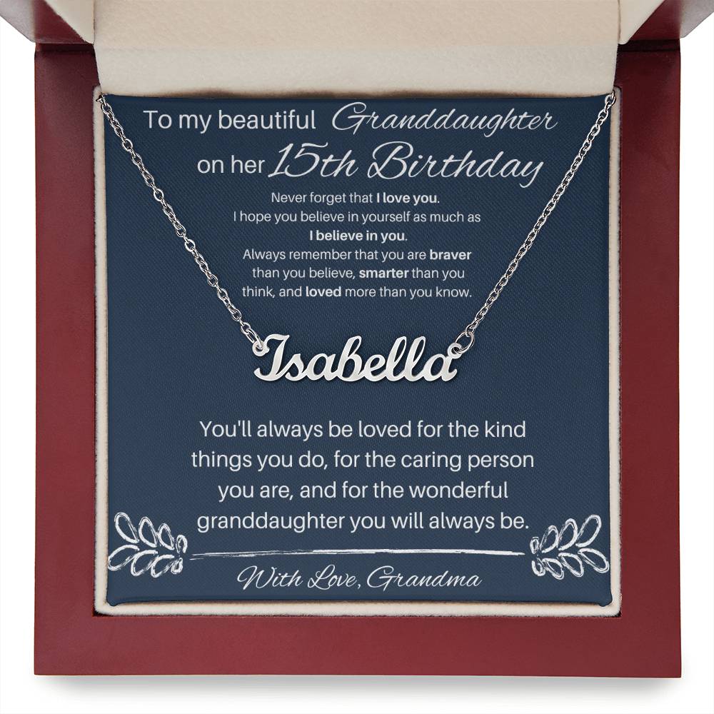 To My Beautiful Granddaughter | Happy 15th Birthday | Custom Name Necklace