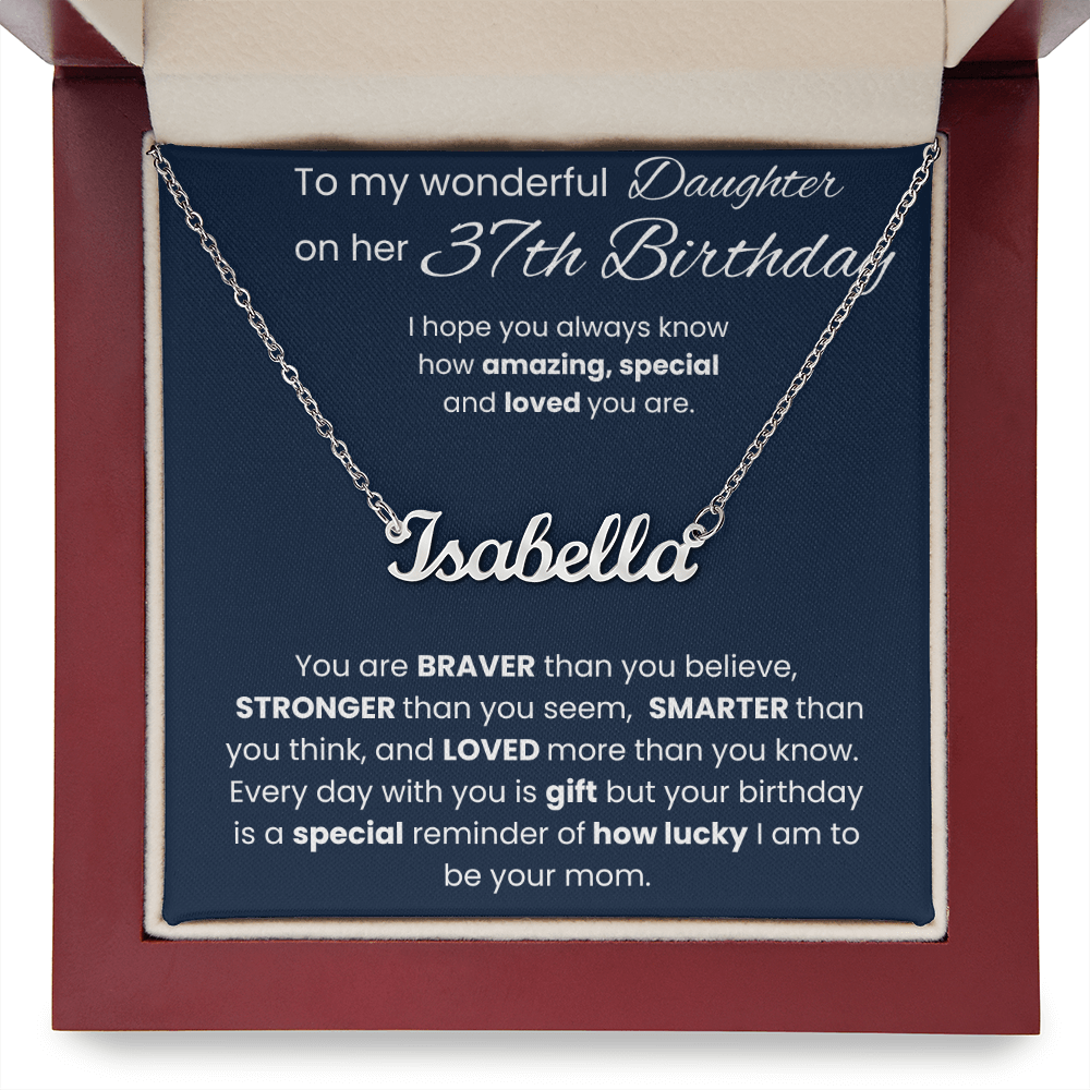 37th Birthday Personalized Gift - Custom Name Necklace