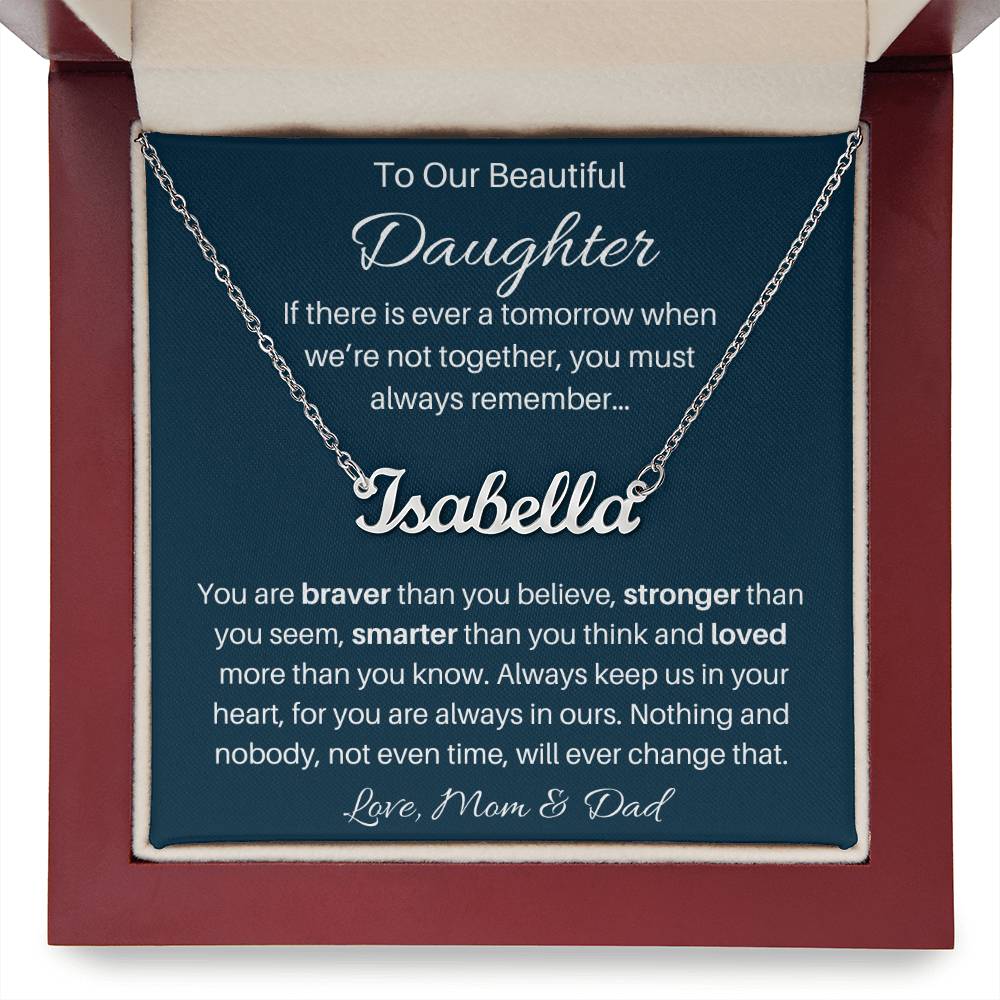 Custom Silver & Gold Name Necklace Gift from Mom and Dad