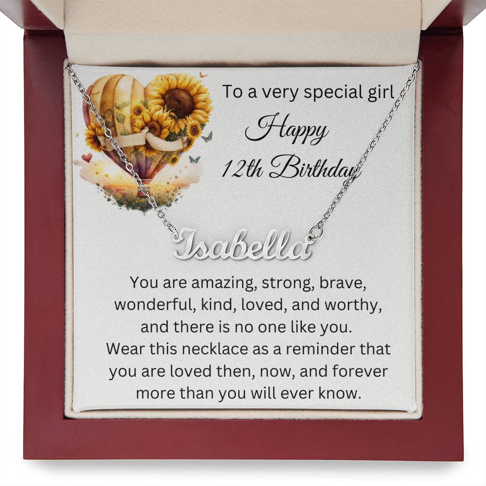 12th Birthday Gift - Custom Name Necklace