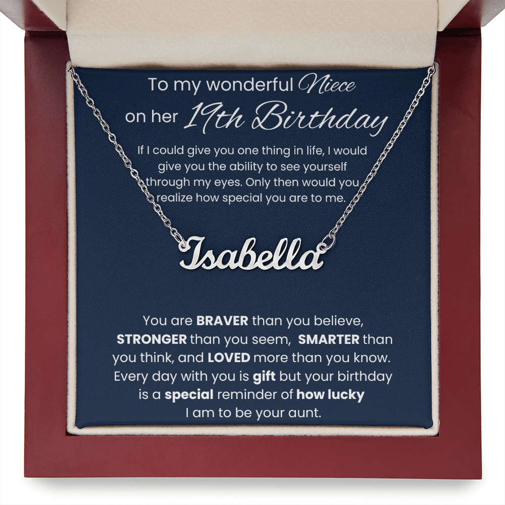 19th Birthday Custom Name Necklace for Niece