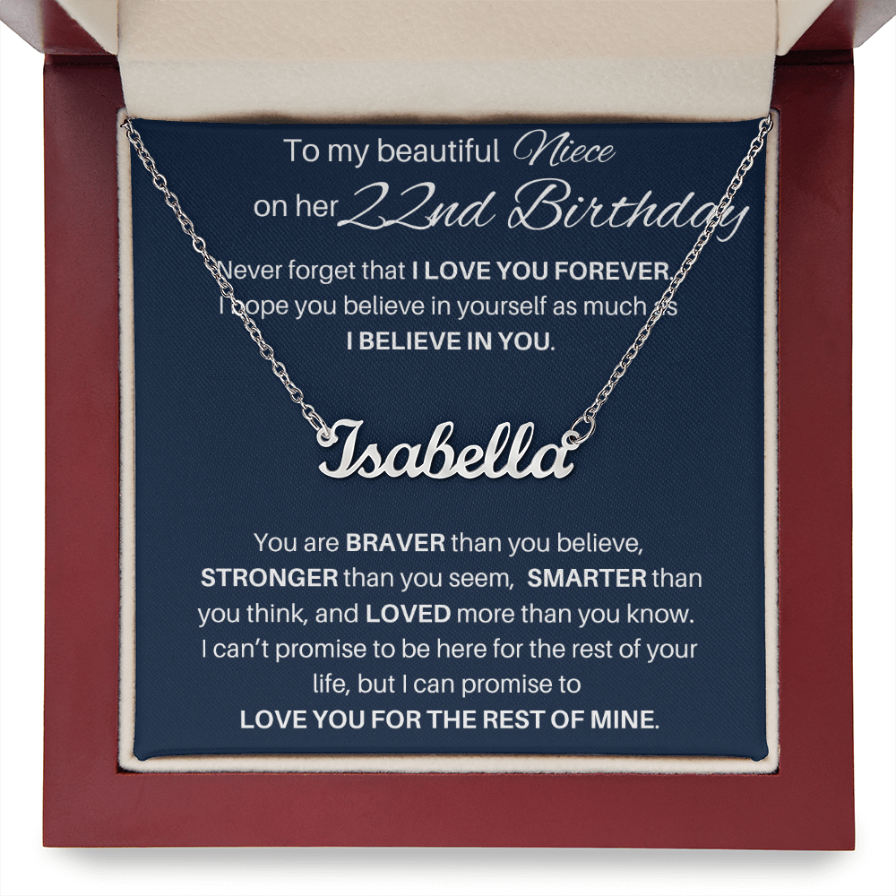 Name Necklace 22nd Birthday Gift For Niece