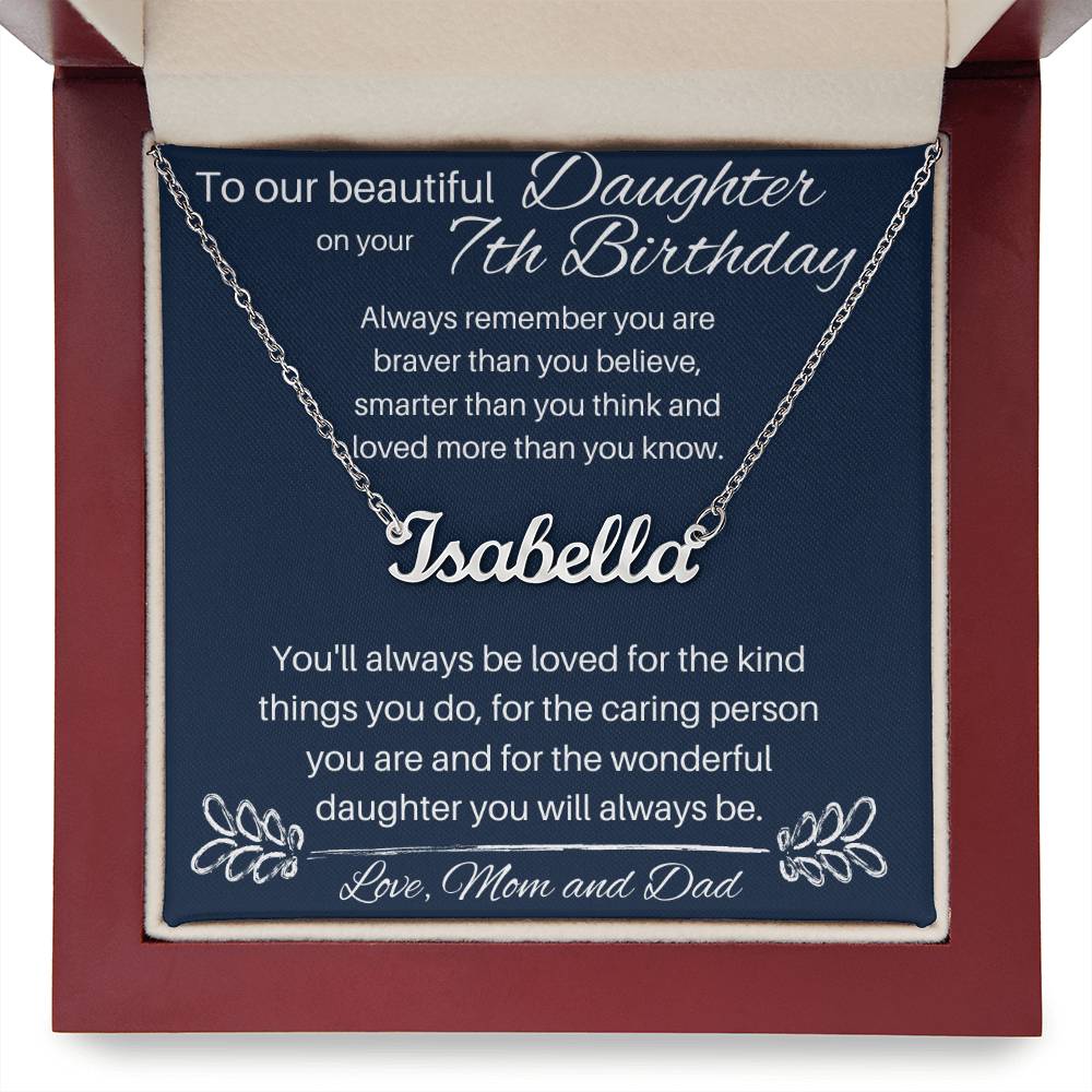 7th Birthday Gift For Daughter - Custom Name Necklace