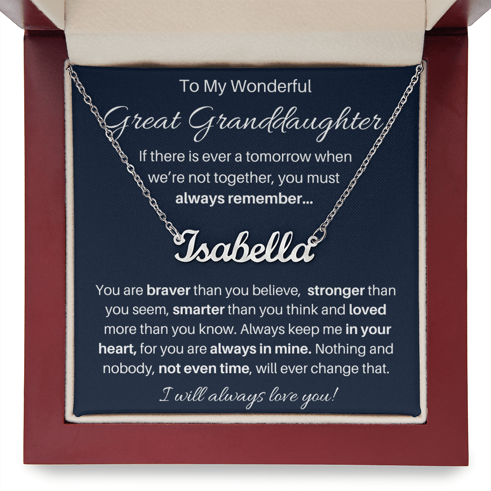 To My Beautiful Great Granddaughter Name Necklace