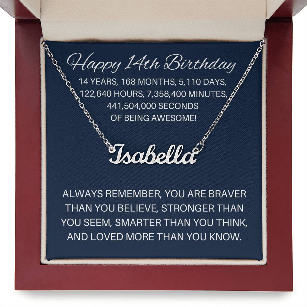 Personalized 14th Birthday Gift - Custom Name Necklace