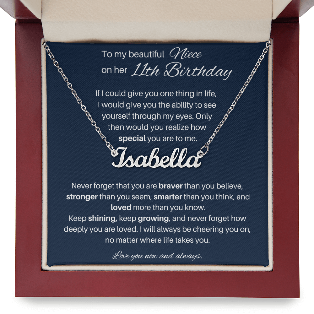 11th Birthday Gift for Niece - Custom Name Necklace