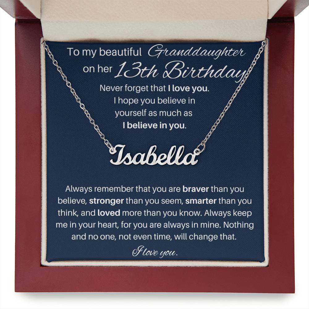 To My Beautiful Granddaughter Happy 13th Birthday | Personalized Name Necklace
