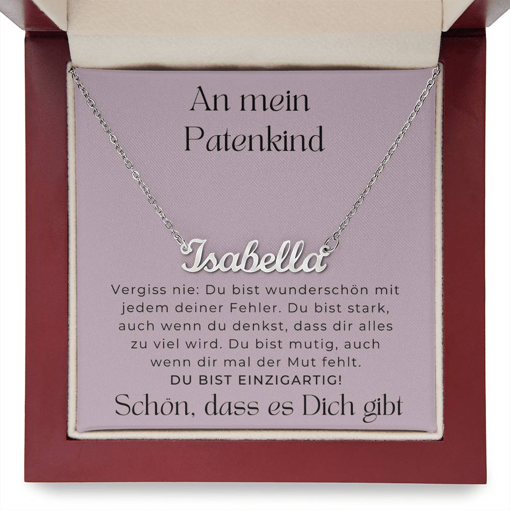 An Mien Patenkind - Du Bist Einzigartig - Custom Name Necklace
