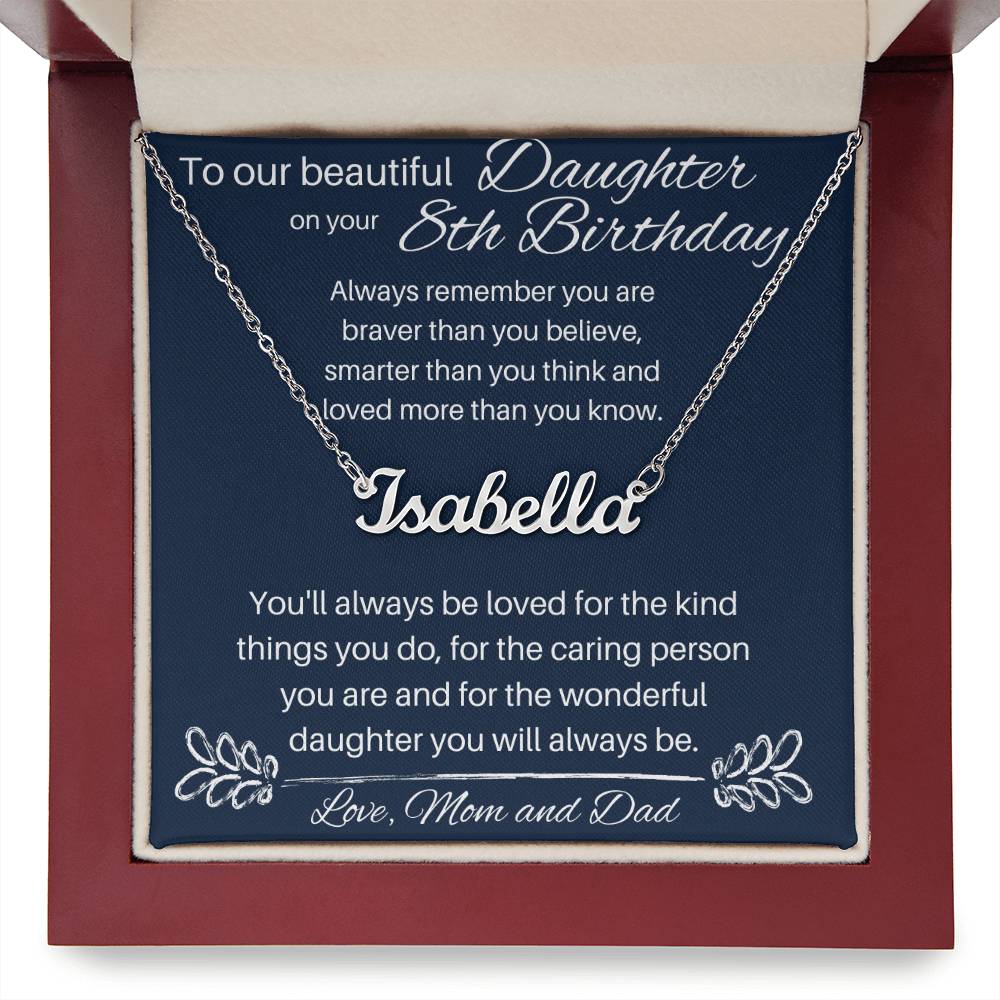 8th Birthday Gift For Daughter - Custom Name Necklace