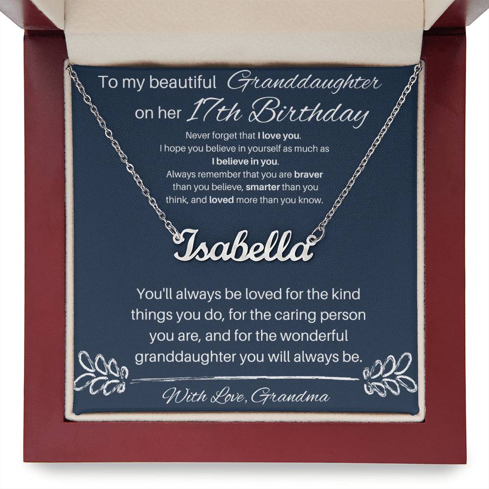 To My Beautiful Granddaughter | Happy 17th Birthday | Custom Name Necklace