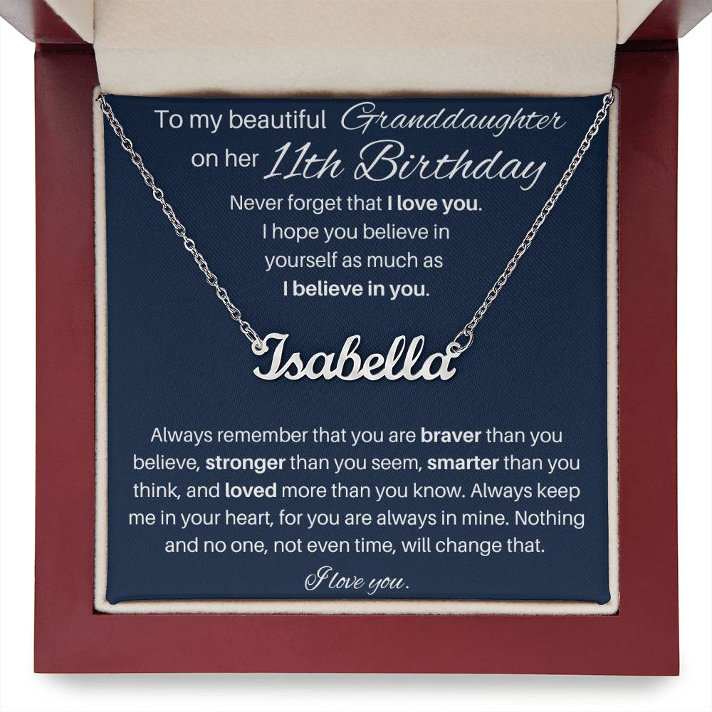 To My Beautiful Granddaughter Happy 11th Birthday | Personalized Name Necklace