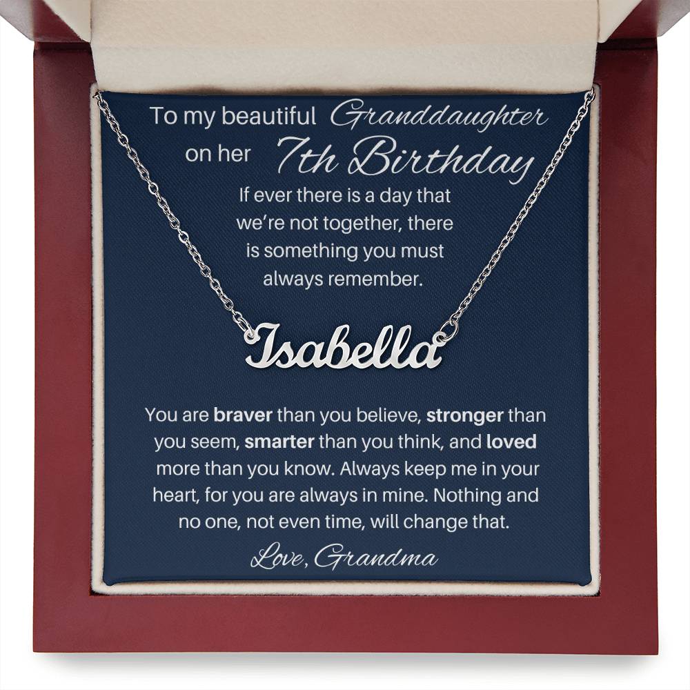 7th Birthday Name Necklace For Granddaughter