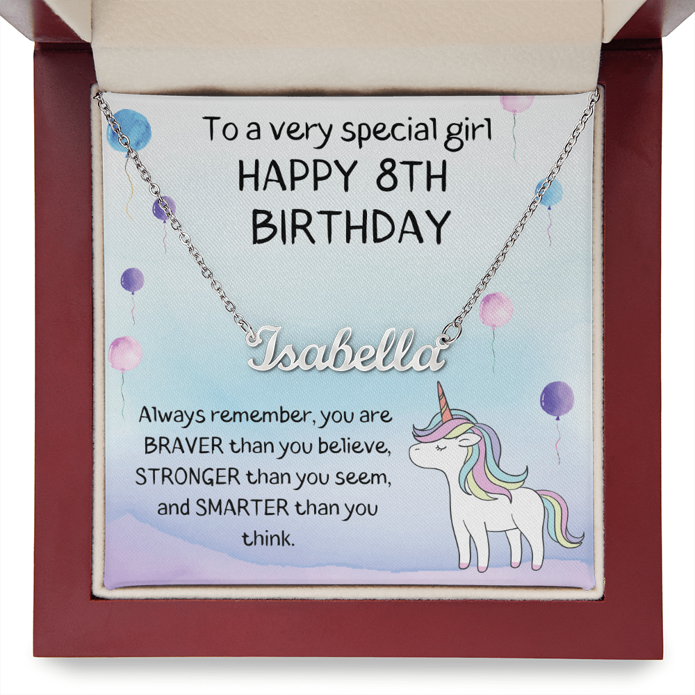 Happy 8th Birthday - Personalized Name Necklace
