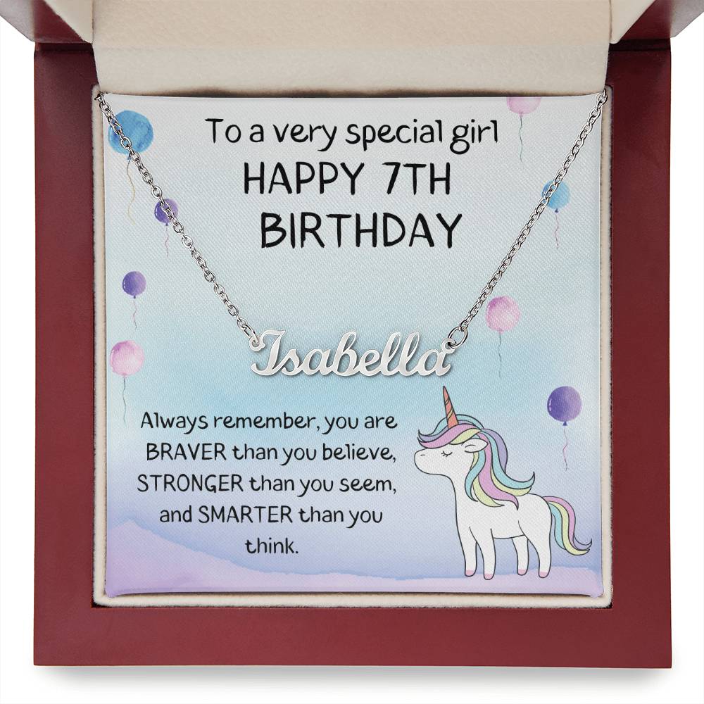 Happy 7th Birthday - Personalized Name Necklace